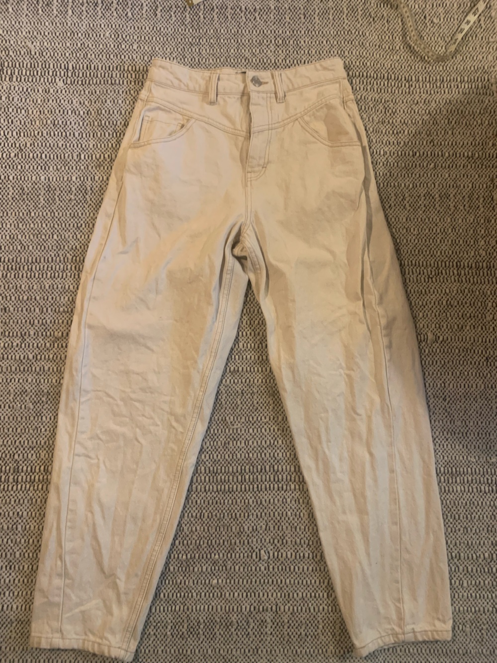 Frank And Oak Linda Balloon Fit Jeans Off-White / Ecru - Size 26